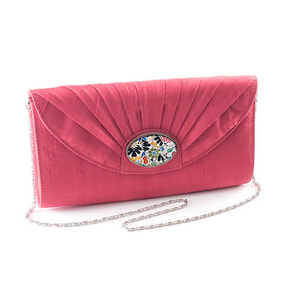 Pink Silk Cameo Clutch Bag with Gaudi Mosaic Cameo
